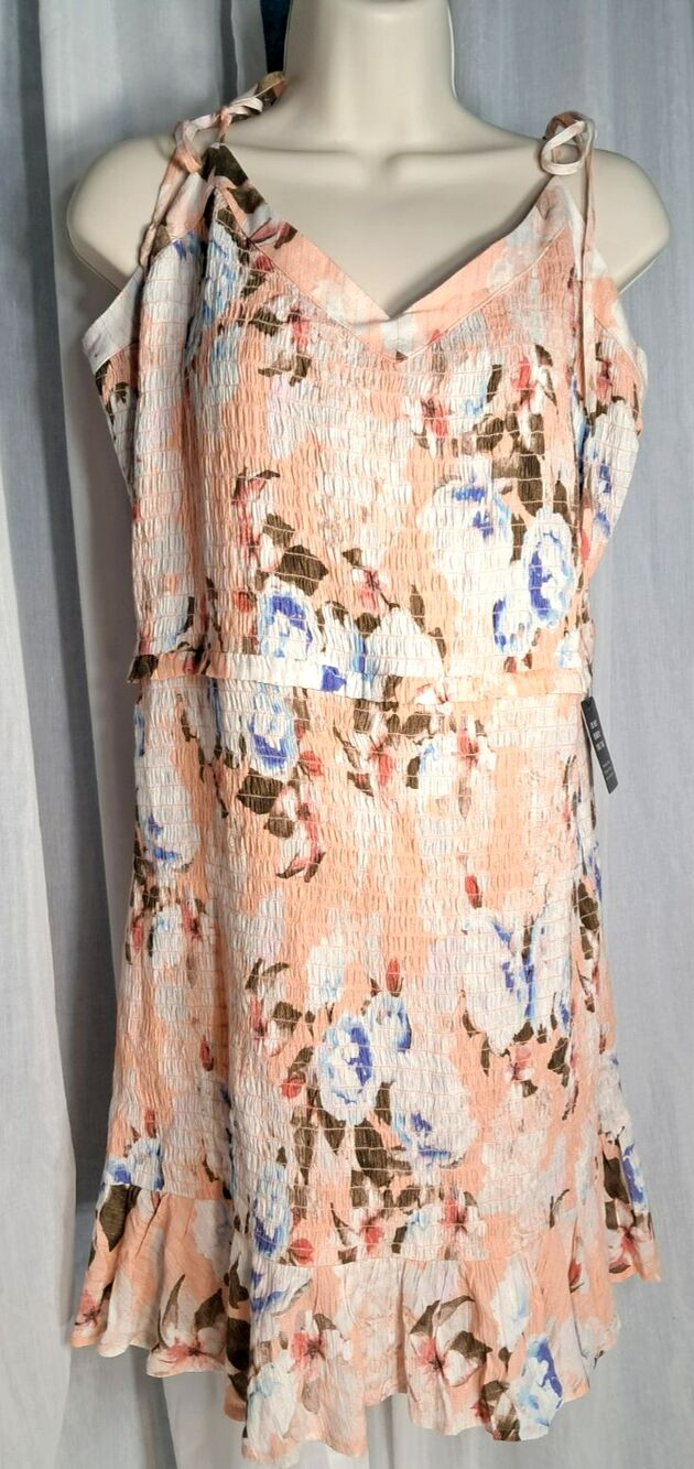 NWT Express Peach Floral Ruffle MIni Dress Size XL